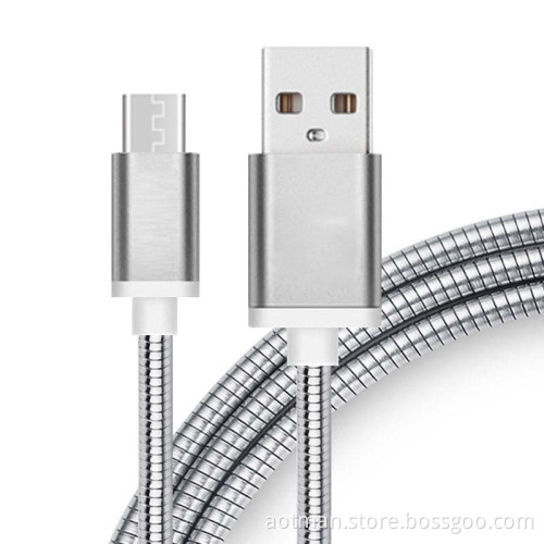 usb data cable stainless steel wire phone cable charger usb cable bulk for sale